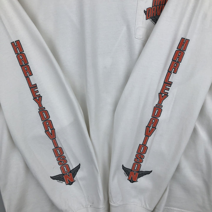 Harley-Davidson Long Sleeve T-Shirt, Men's XL Size unclear white type Vintage Second Hand