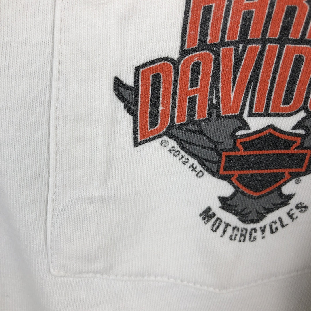 Harley-Davidson Long Sleeve T-Shirt, Men's XL Size unclear white type Vintage Second Hand