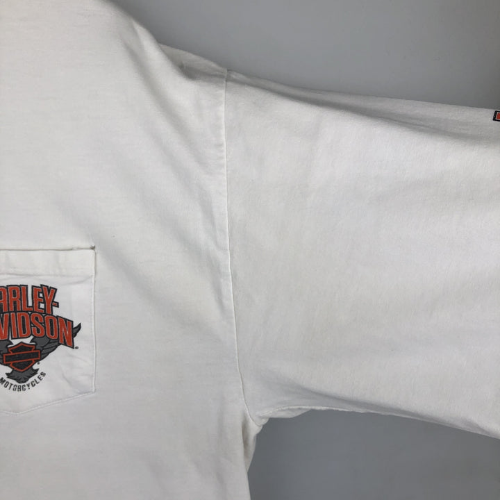 Harley-Davidson Long Sleeve T-Shirt, Men's XL Size unclear white type Vintage Second Hand