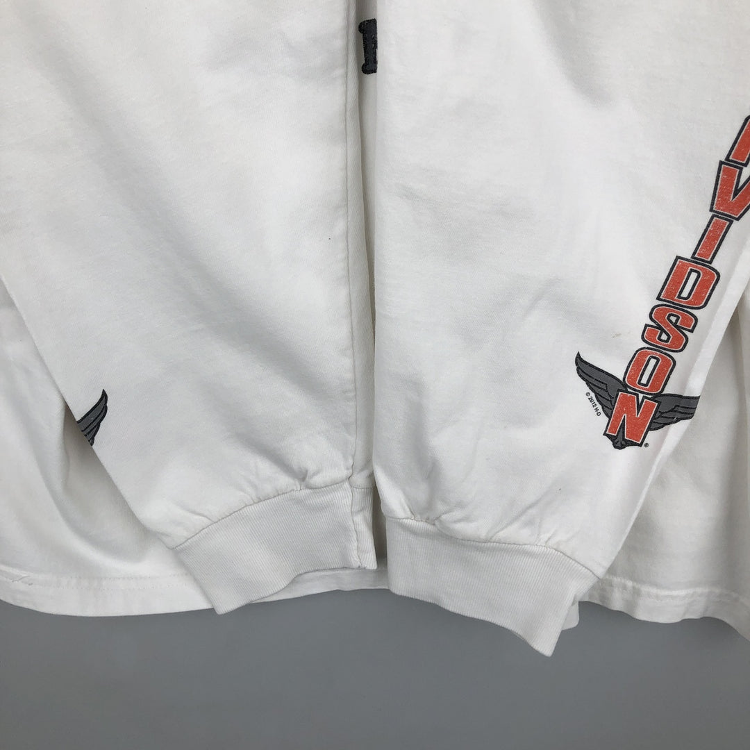 Harley-Davidson Long Sleeve T-Shirt, Men's XL Size unclear white type Vintage Second Hand