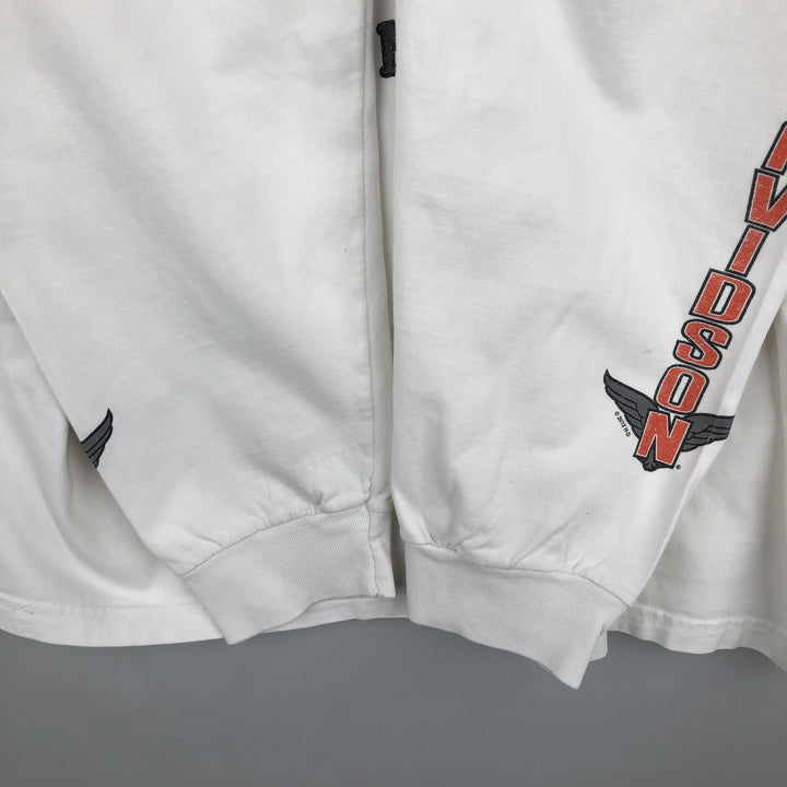 Harley-Davidson Long Sleeve T-Shirt, Men's XL Size unclear white type Vintage Second Hand