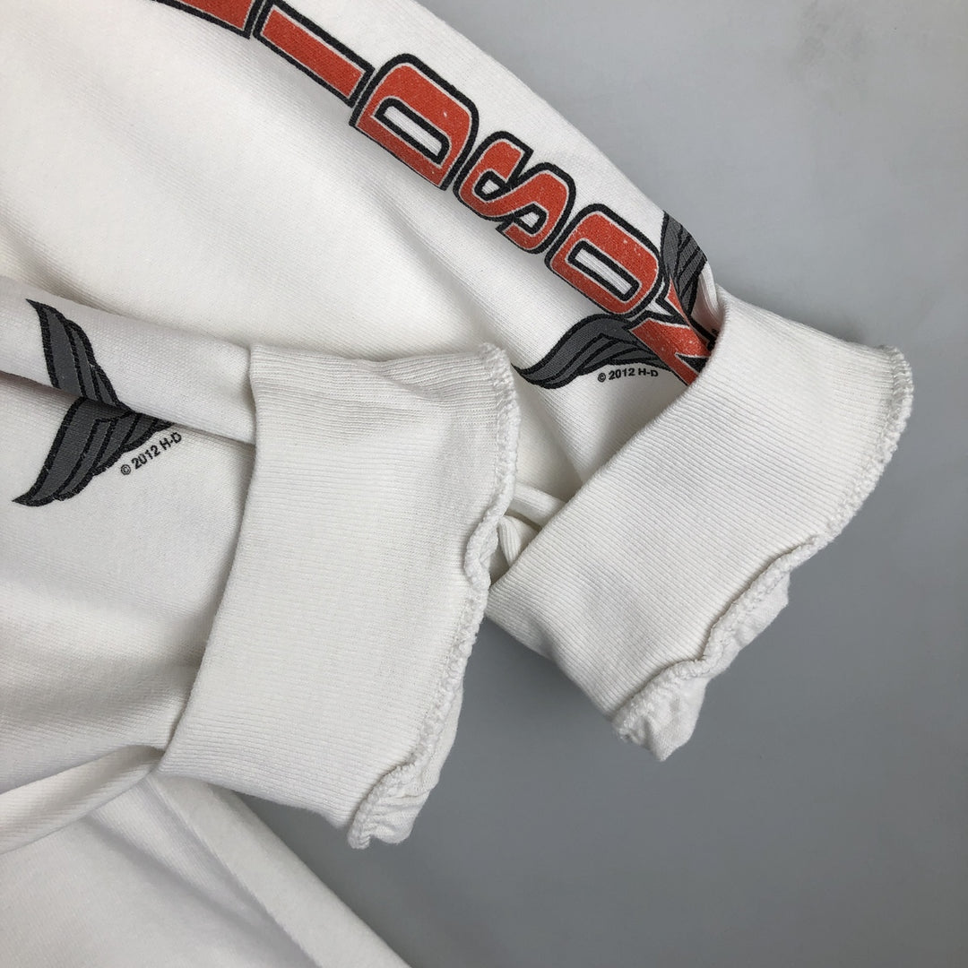 Harley-Davidson Long Sleeve T-Shirt, Men's XL Size unclear white type Vintage Second Hand