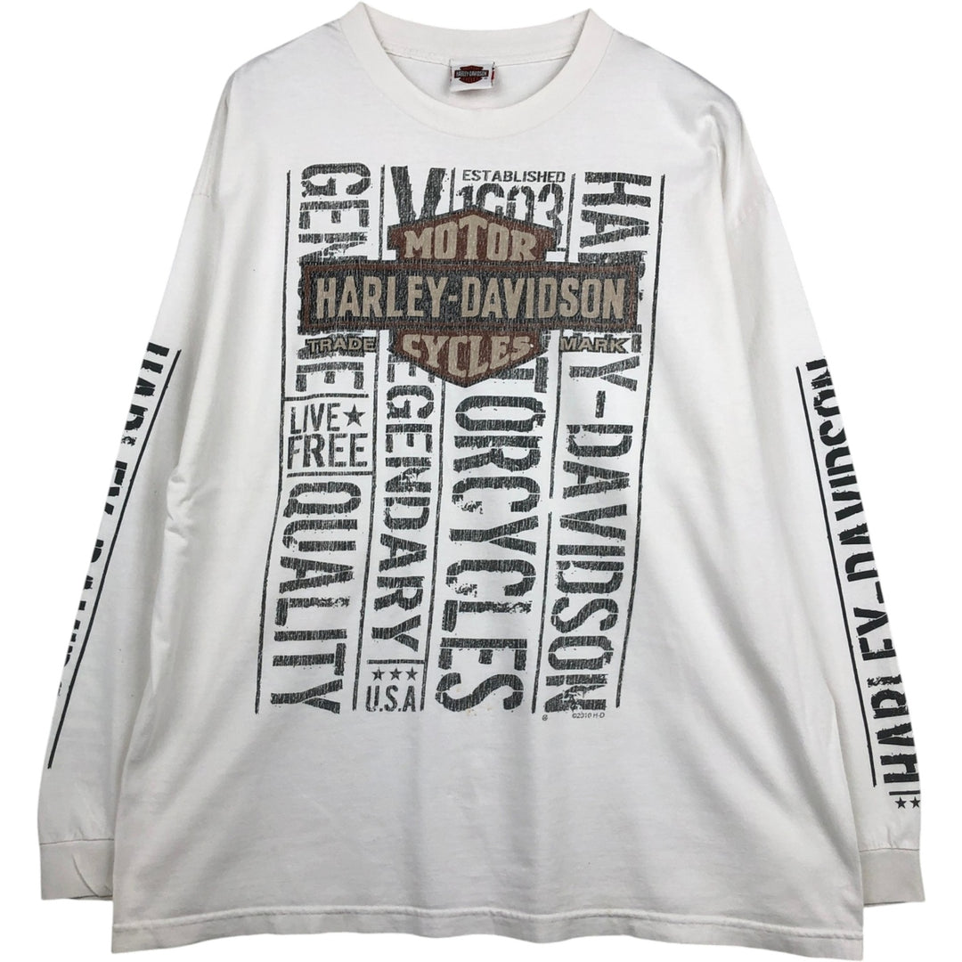 Harley-Davidson Motorcycle Long Sleeve T-Shirt, Men's XXL unclear white type Vintage Second Hand