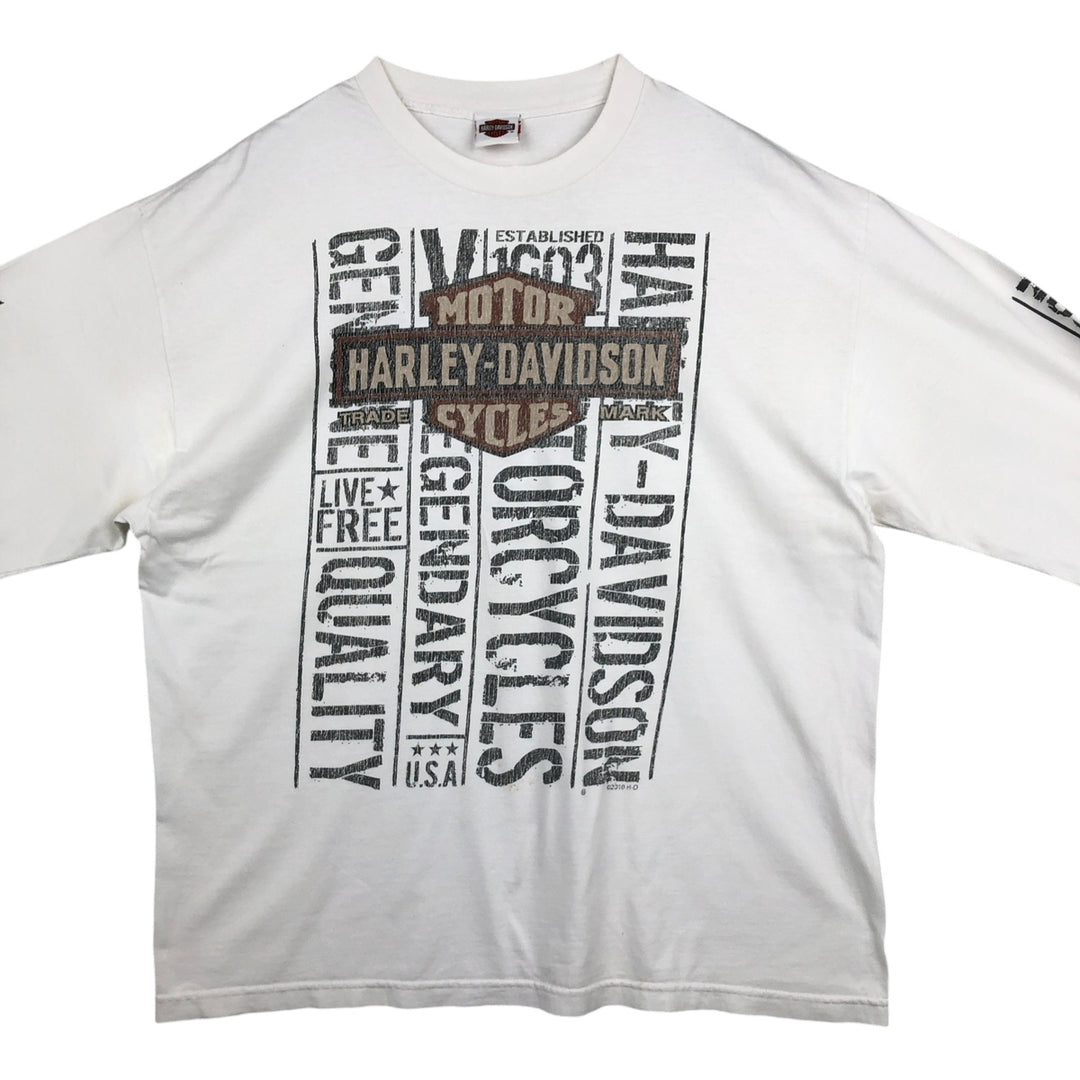 Harley-Davidson Motorcycle Long Sleeve T-Shirt, Men's XXL unclear white type Vintage Second Hand