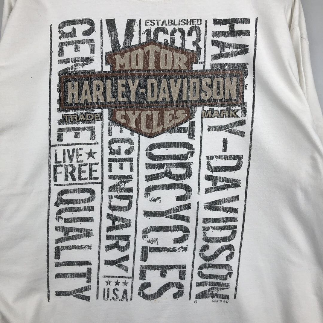Harley-Davidson Motorcycle Long Sleeve T-Shirt, Men's XXL unclear white type Vintage Second Hand
