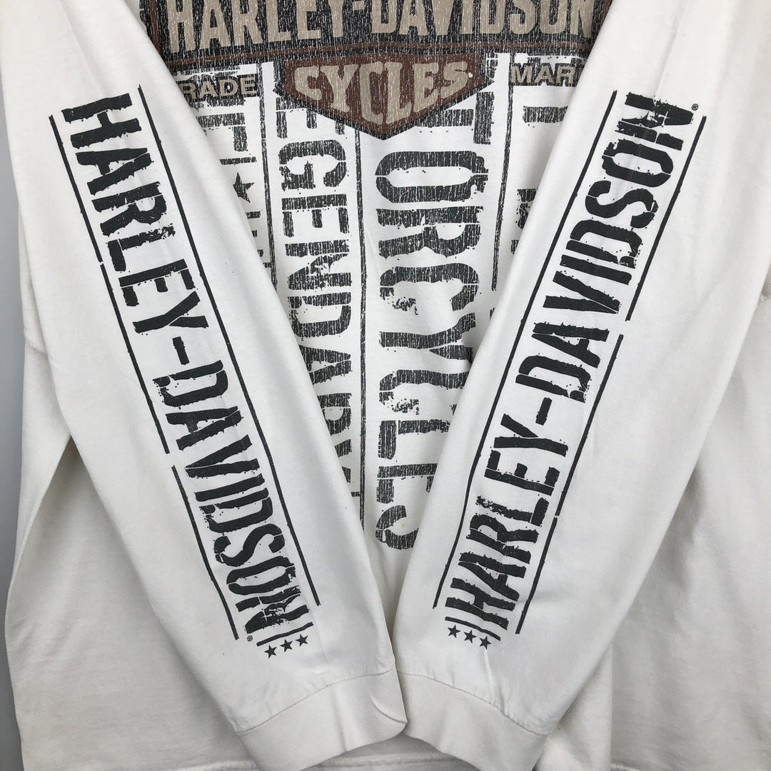 Harley-Davidson Motorcycle Long Sleeve T-Shirt, Men's XXL unclear white type Vintage Second Hand
