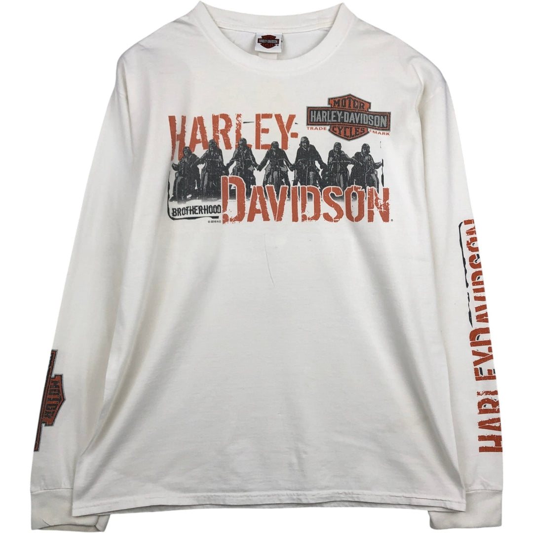 Harley-Davidson Motorcycle Long Sleeve T-Shirt, Men's Size L unclear white type Vintage Second Hand