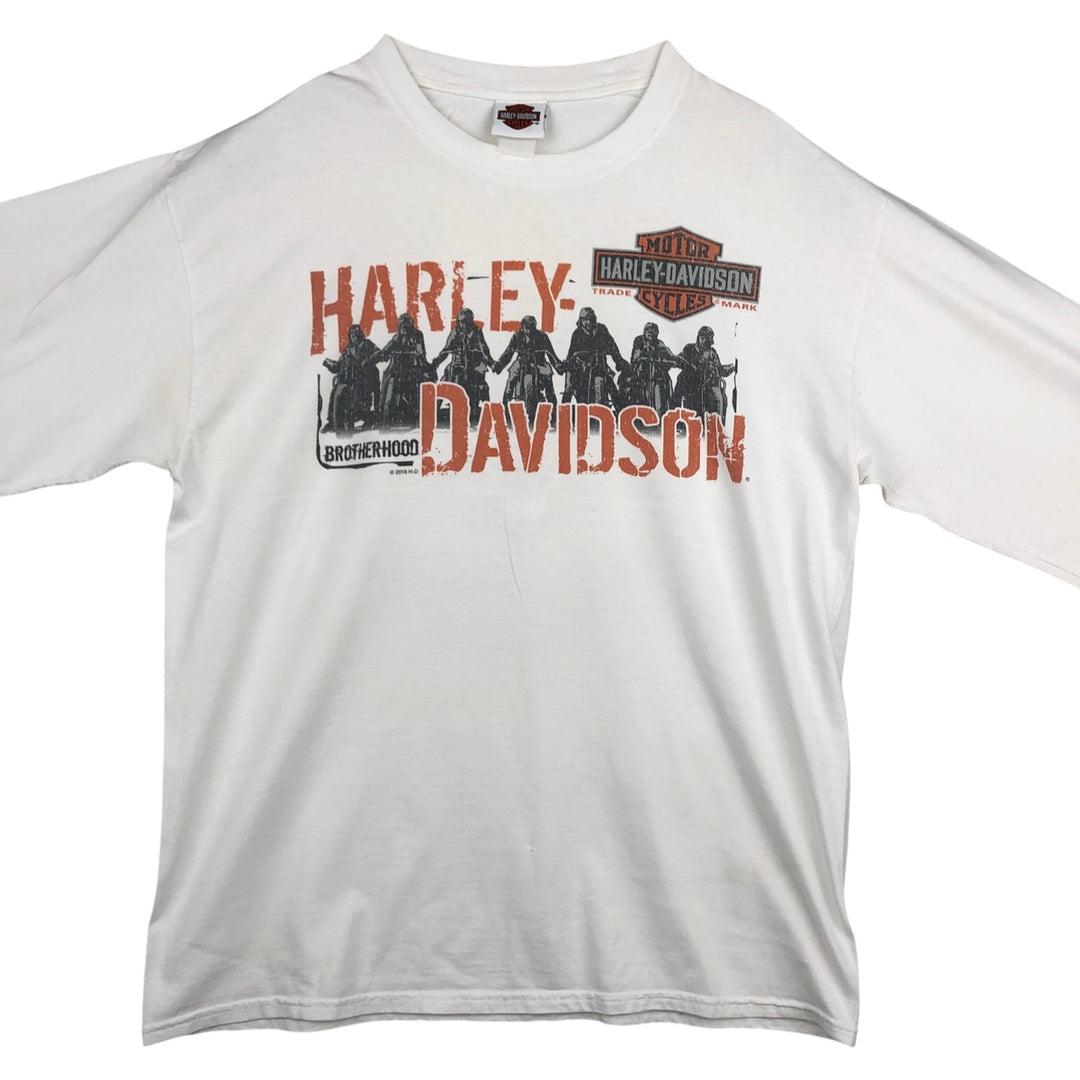 Harley-Davidson Motorcycle Long Sleeve T-Shirt, Men's Size L unclear white type Vintage Second Hand