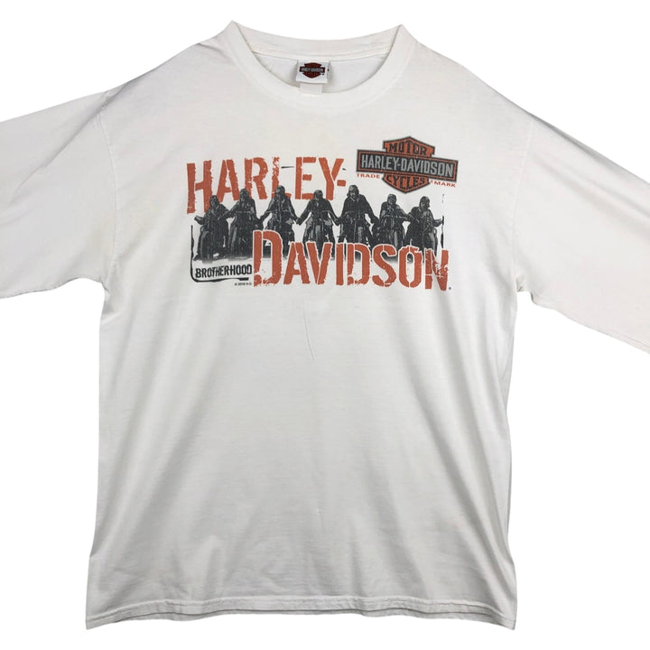 Harley-Davidson Motorcycle Long Sleeve T-Shirt, Men's Size L unclear white type Vintage Second Hand