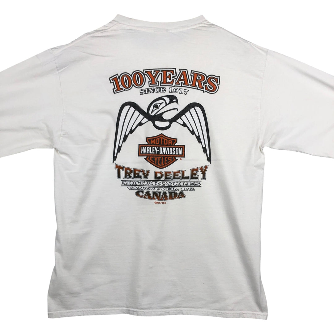 Harley-Davidson Motorcycle Long Sleeve T-Shirt, Men's Size L unclear white type Vintage Second Hand
