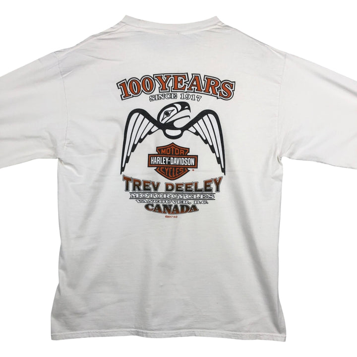 Harley-Davidson Motorcycle Long Sleeve T-Shirt, Men's Size L unclear white type Vintage Second Hand