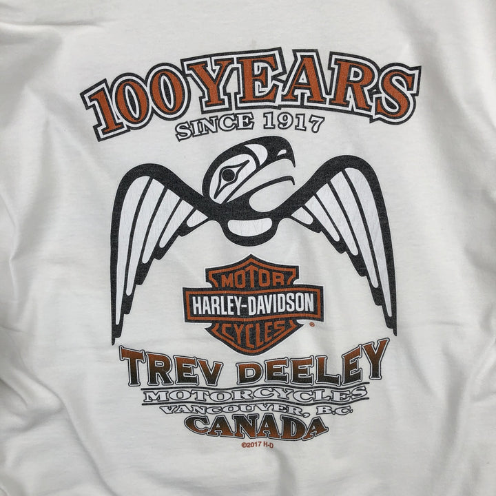 Harley-Davidson Motorcycle Long Sleeve T-Shirt, Men's Size L unclear white type Vintage Second Hand