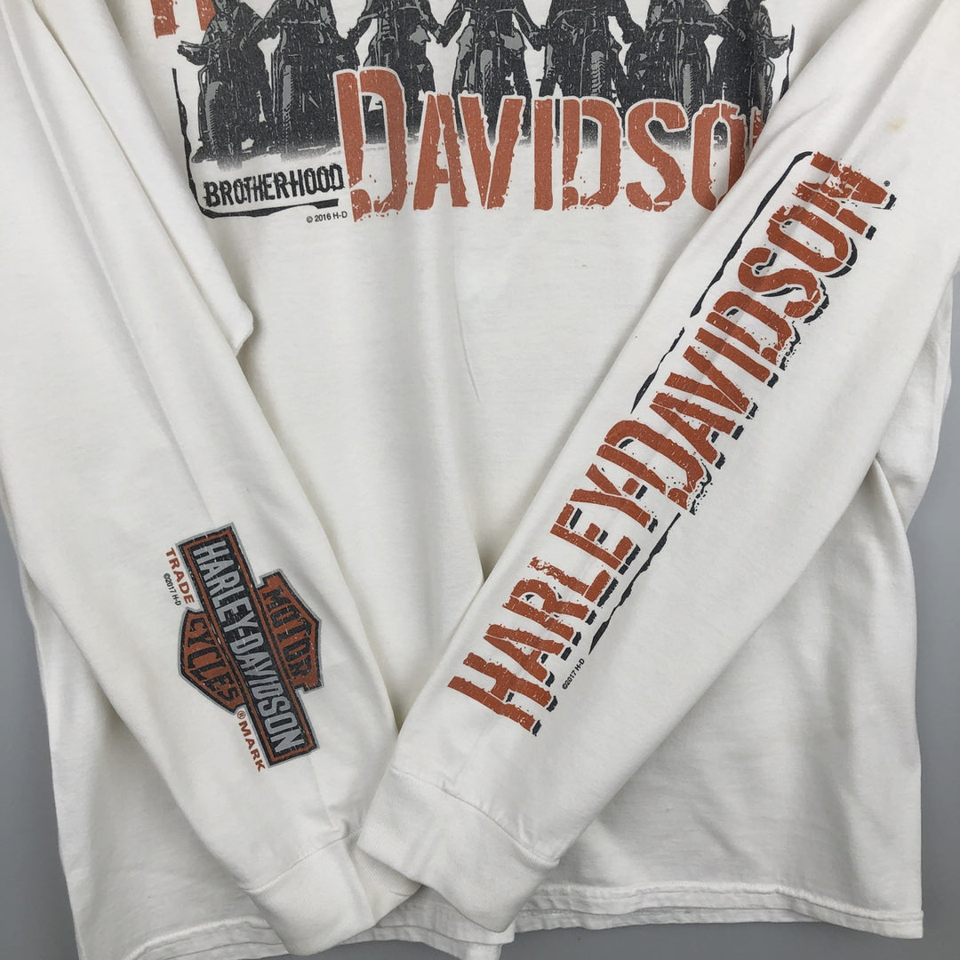 Harley-Davidson Motorcycle Long Sleeve T-Shirt, Men's Size L unclear white type Vintage Second Hand