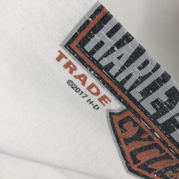 Harley-Davidson Motorcycle Long Sleeve T-Shirt, Men's Size L unclear white type Vintage Second Hand
