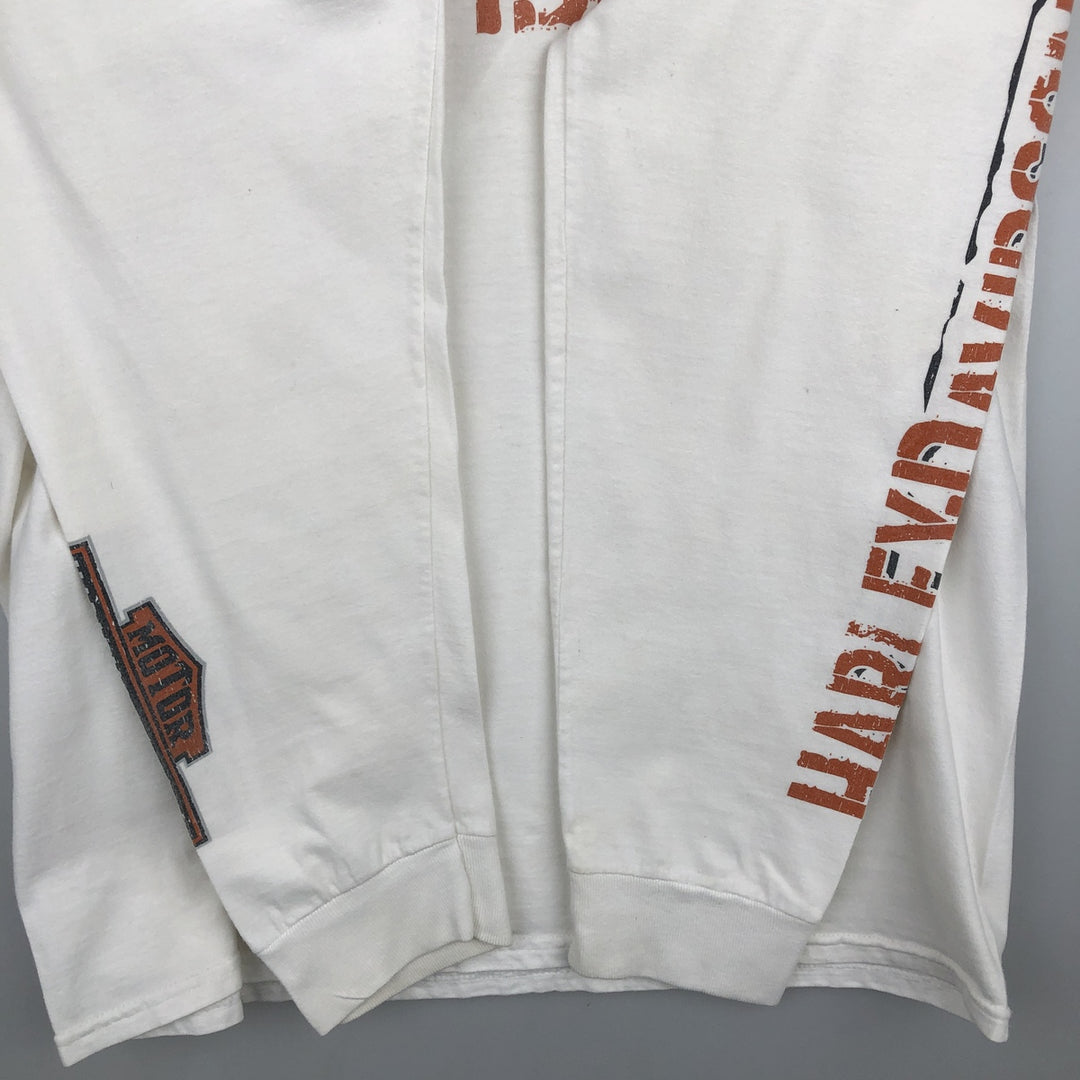 Harley-Davidson Motorcycle Long Sleeve T-Shirt, Men's Size L unclear white type Vintage Second Hand
