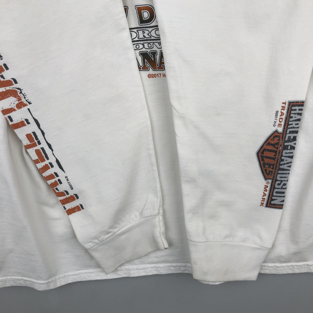 Harley-Davidson Motorcycle Long Sleeve T-Shirt, Men's Size L unclear white type Vintage Second Hand