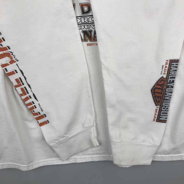 Harley-Davidson Motorcycle Long Sleeve T-Shirt, Men's Size L unclear white type Vintage Second Hand