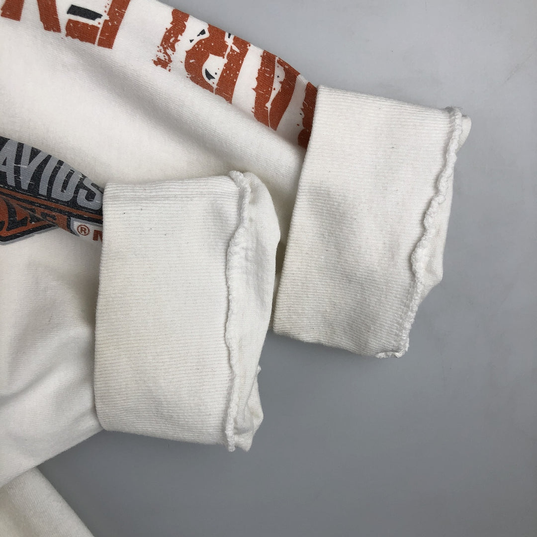 Harley-Davidson Motorcycle Long Sleeve T-Shirt, Men's Size L unclear white type Vintage Second Hand