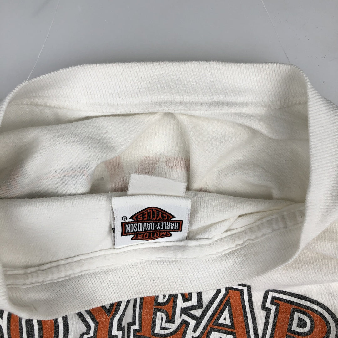 Harley-Davidson Motorcycle Long Sleeve T-Shirt, Men's Size L unclear white type Vintage Second Hand