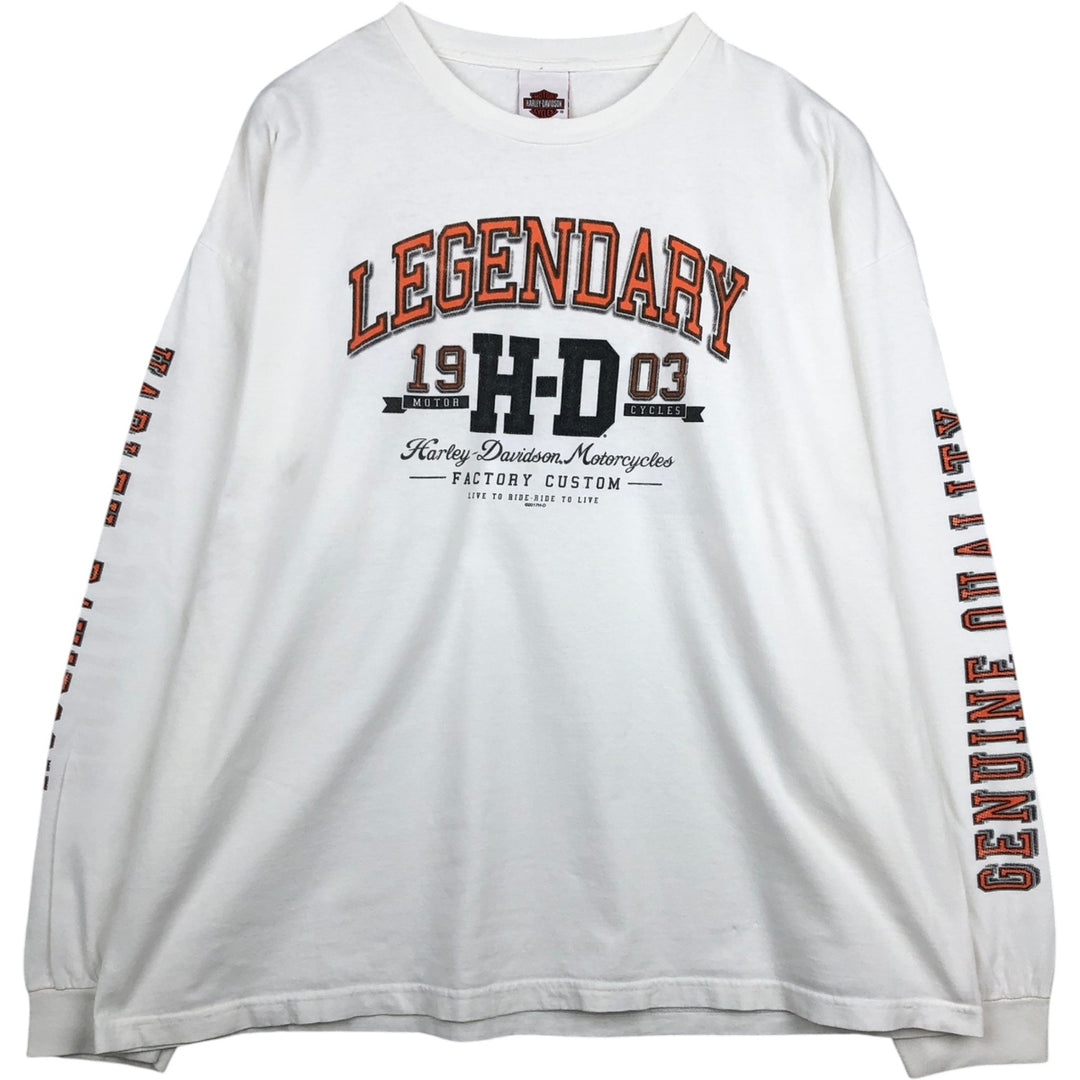Oversized Harley-Davidson Eagle Pattern Motorcycle Long Sleeve T-Shirt, Men's Size XXXL cotton white type Vintage Second Hand