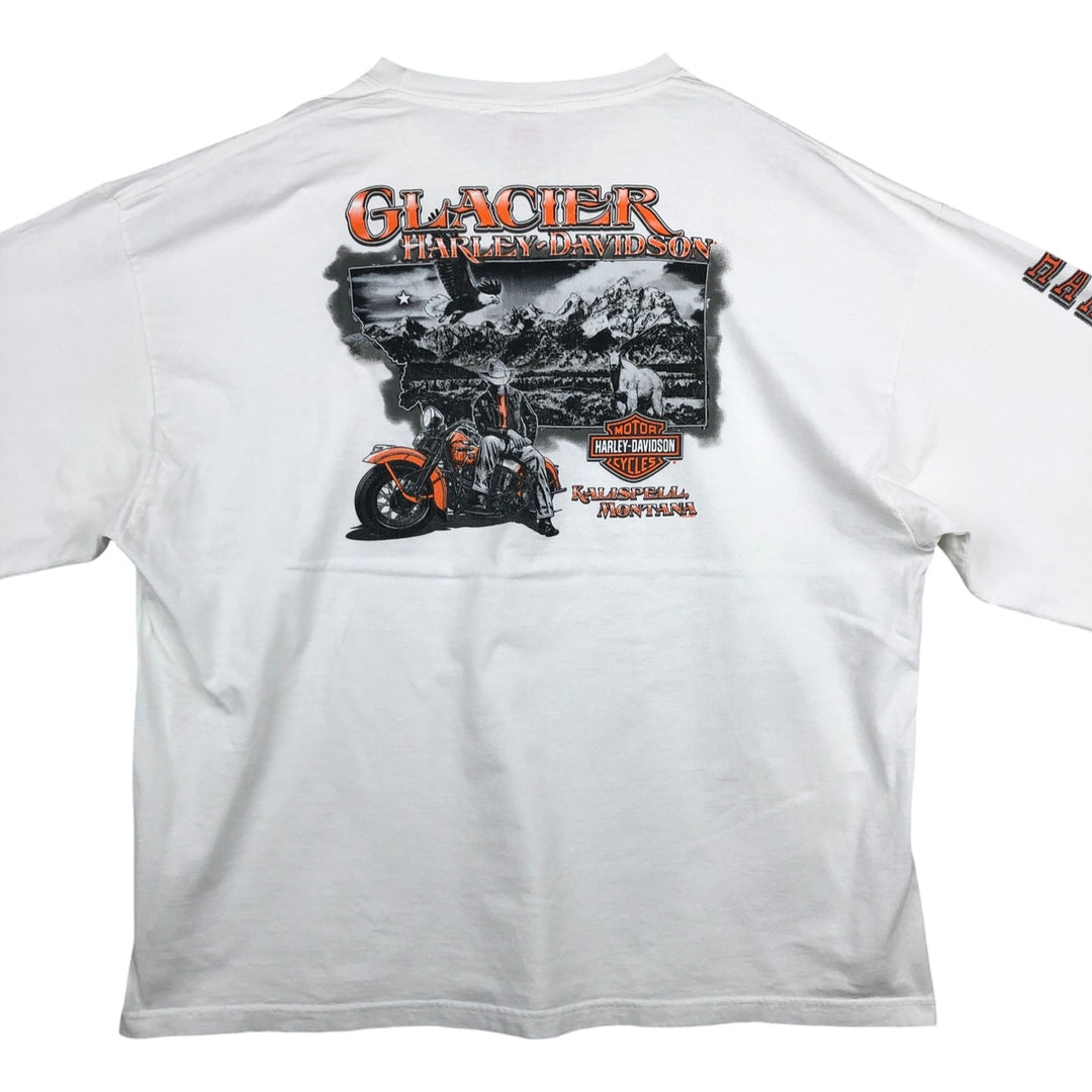 Oversized Harley-Davidson Eagle Pattern Motorcycle Long Sleeve T-Shirt, Men's Size XXXL cotton white type Vintage Second Hand