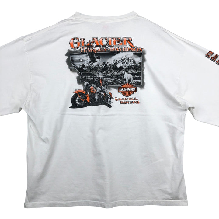 Oversized Harley-Davidson Eagle Pattern Motorcycle Long Sleeve T-Shirt, Men's Size XXXL cotton white type Vintage Second Hand