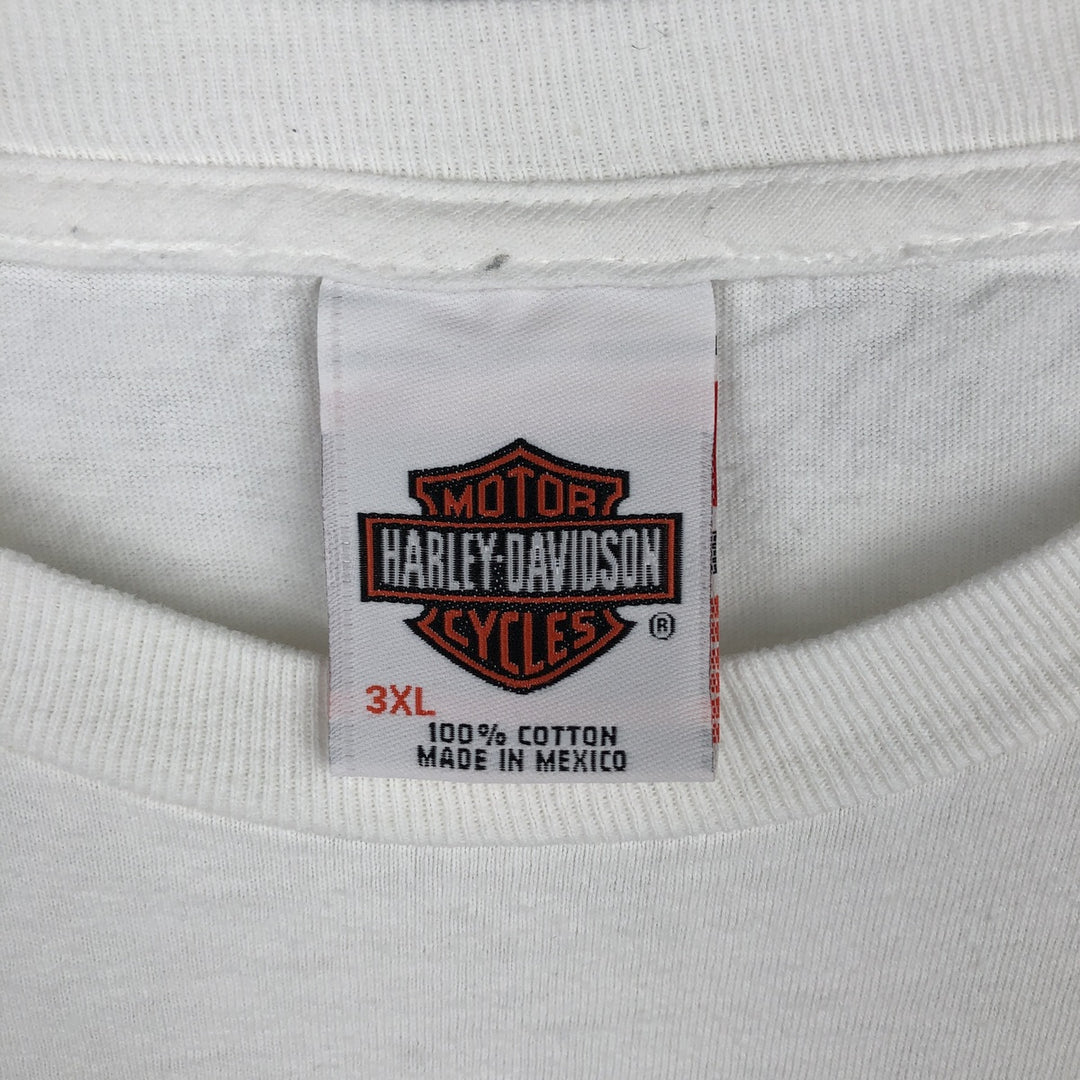 Oversized Harley-Davidson Eagle Pattern Motorcycle Long Sleeve T-Shirt, Men's Size XXXL cotton white type Vintage Second Hand