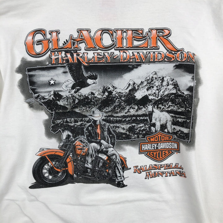 Oversized Harley-Davidson Eagle Pattern Motorcycle Long Sleeve T-Shirt, Men's Size XXXL cotton white type Vintage Second Hand
