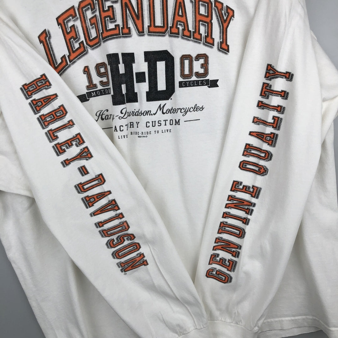 Oversized Harley-Davidson Eagle Pattern Motorcycle Long Sleeve T-Shirt, Men's Size XXXL cotton white type Vintage Second Hand