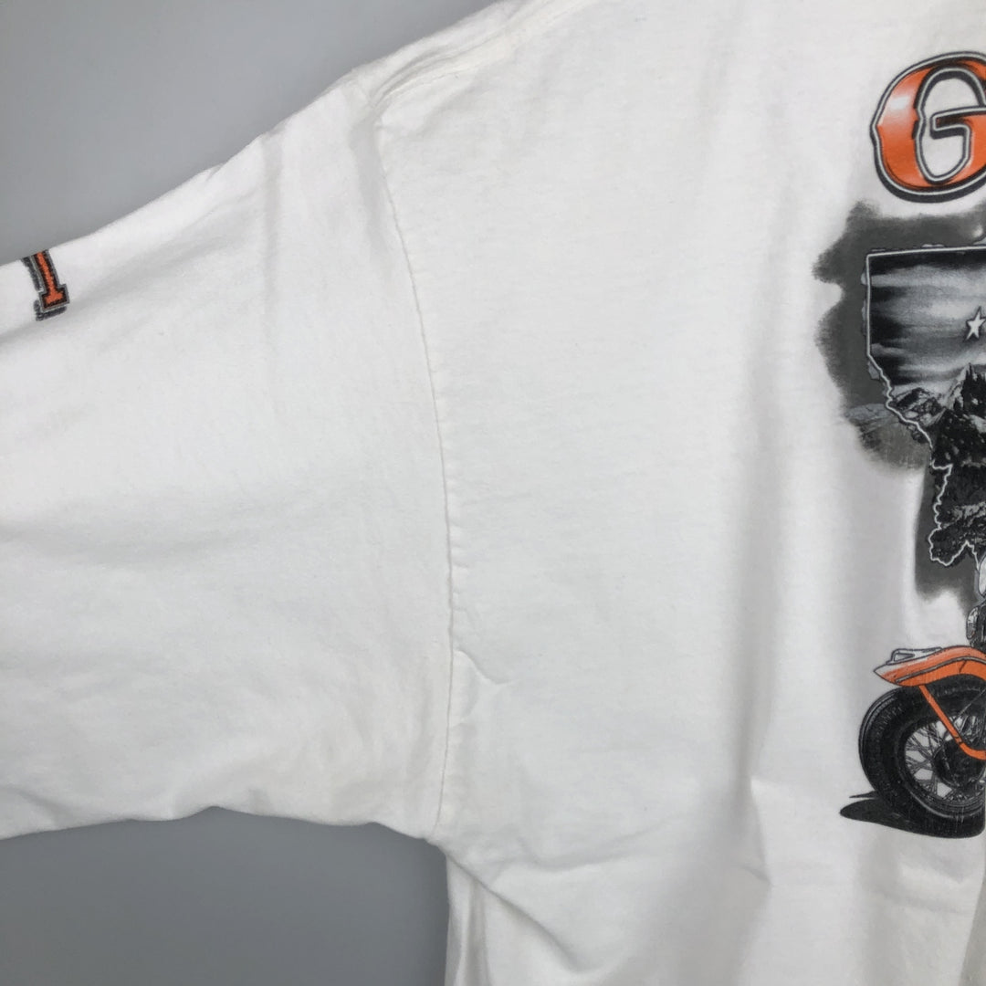 Oversized Harley-Davidson Eagle Pattern Motorcycle Long Sleeve T-Shirt, Men's Size XXXL cotton white type Vintage Second Hand
