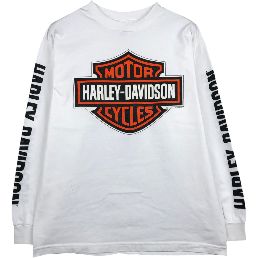 Harley-Davidson Motorcycle Long Sleeve T-Shirt, Men's Size Medium cotton white type Vintage Second Hand