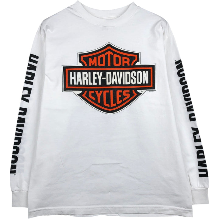 Harley-Davidson Motorcycle Long Sleeve T-Shirt, Men's Size Medium cotton white type Vintage Second Hand