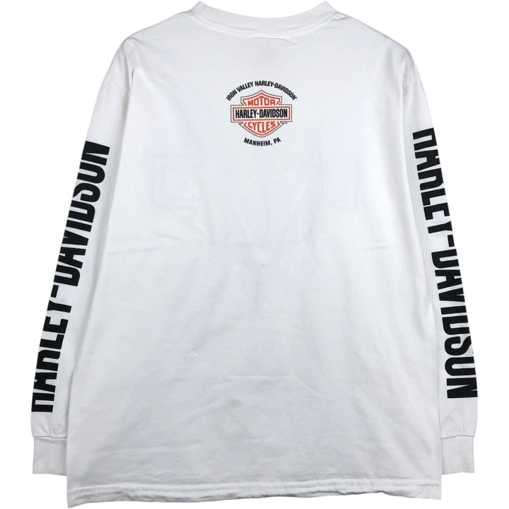 Harley-Davidson Motorcycle Long Sleeve T-Shirt, Men's Size Medium cotton white type Vintage Second Hand