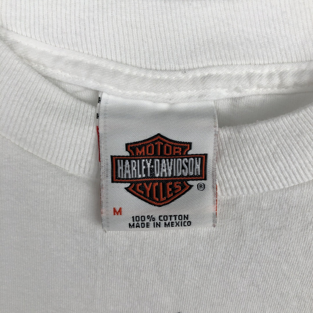 Harley-Davidson Motorcycle Long Sleeve T-Shirt, Men's Size Medium cotton white type Vintage Second Hand