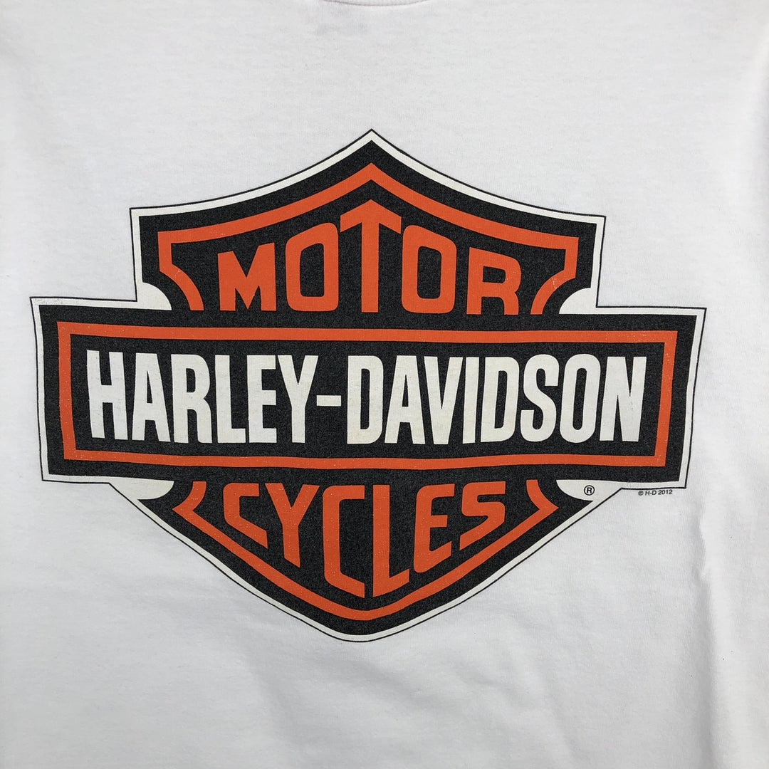 Harley-Davidson Motorcycle Long Sleeve T-Shirt, Men's Size Medium cotton white type Vintage Second Hand