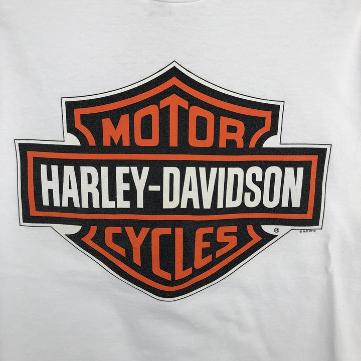Harley-Davidson Motorcycle Long Sleeve T-Shirt, Men's Size Medium cotton white type Vintage Second Hand