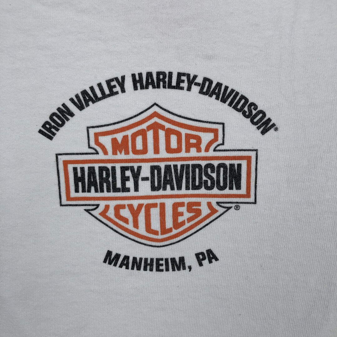 Harley-Davidson Motorcycle Long Sleeve T-Shirt, Men's Size Medium cotton white type Vintage Second Hand