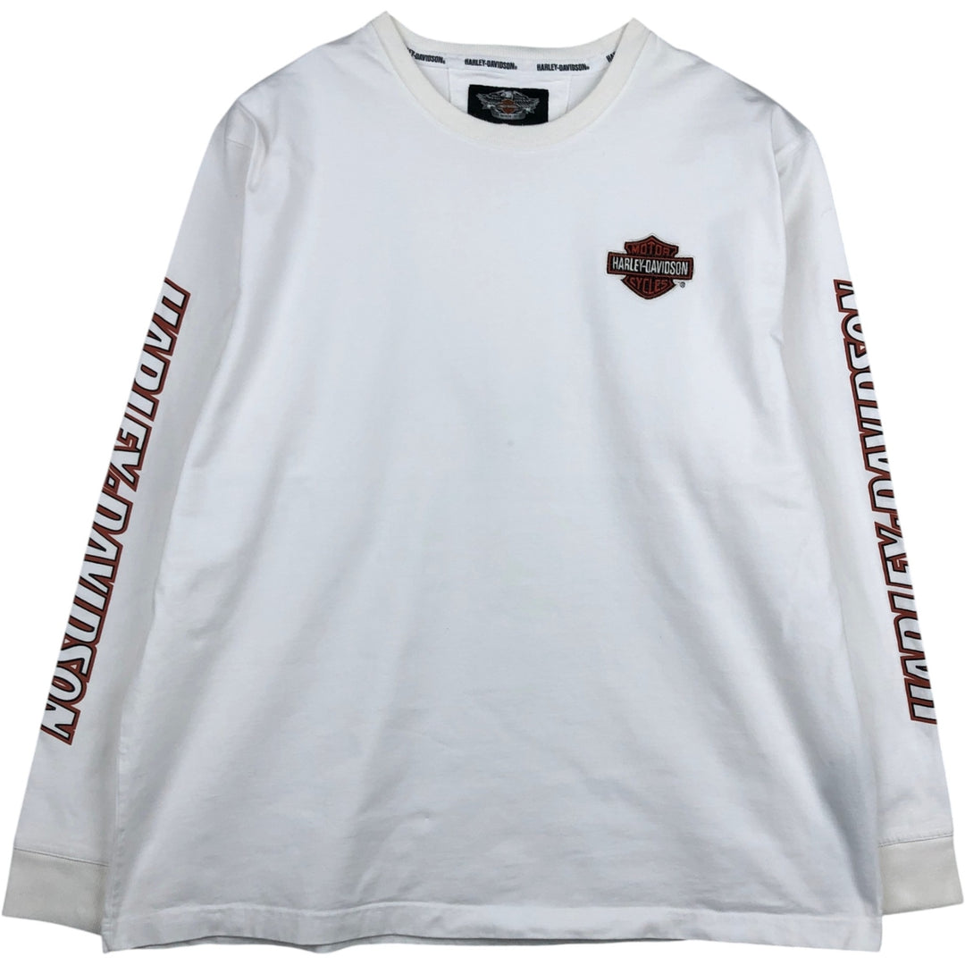 Harley-Davidson Long-Sleeve T-Shirt, Men's Size XL (Equivalent), Motorcycle unclear white type Vintage Second Hand