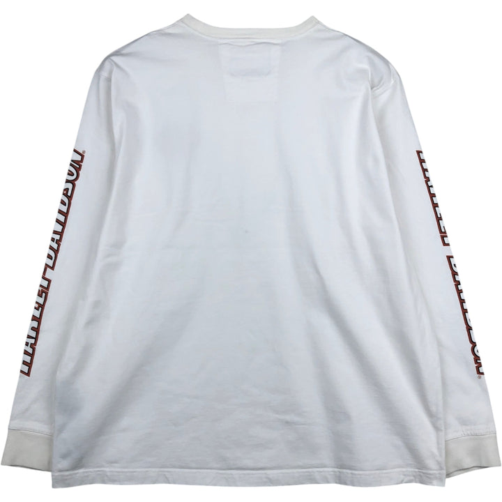 Harley-Davidson Long-Sleeve T-Shirt, Men's Size XL (Equivalent), Motorcycle unclear white type Vintage Second Hand