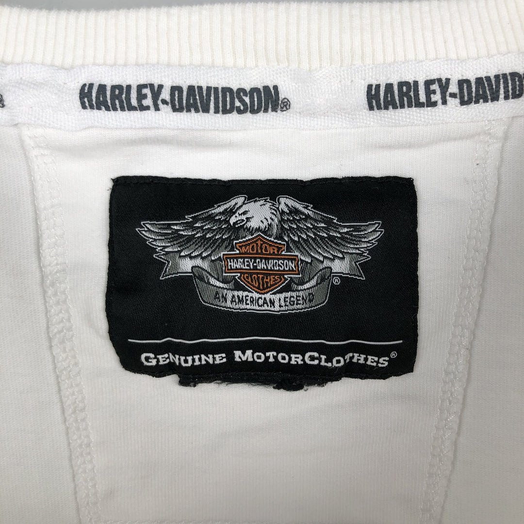 Harley-Davidson Long-Sleeve T-Shirt, Men's Size XL (Equivalent), Motorcycle unclear white type Vintage Second Hand