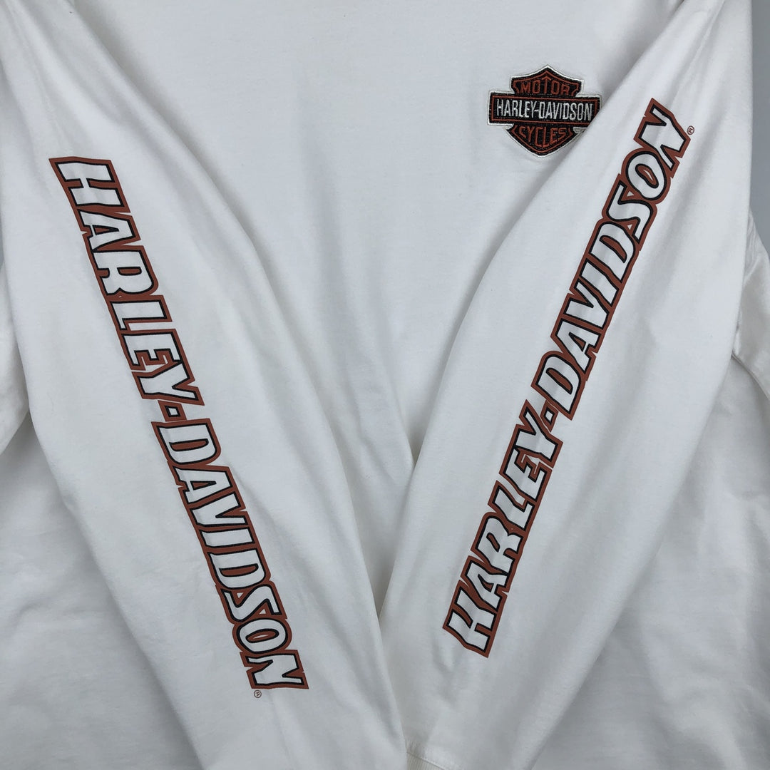 Harley-Davidson Long-Sleeve T-Shirt, Men's Size XL (Equivalent), Motorcycle unclear white type Vintage Second Hand