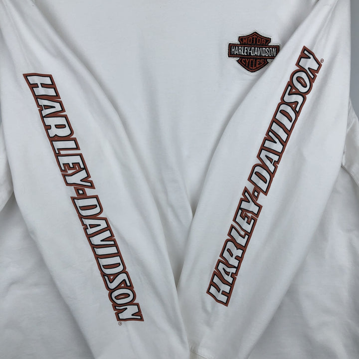 Harley-Davidson Long-Sleeve T-Shirt, Men's Size XL (Equivalent), Motorcycle unclear white type Vintage Second Hand