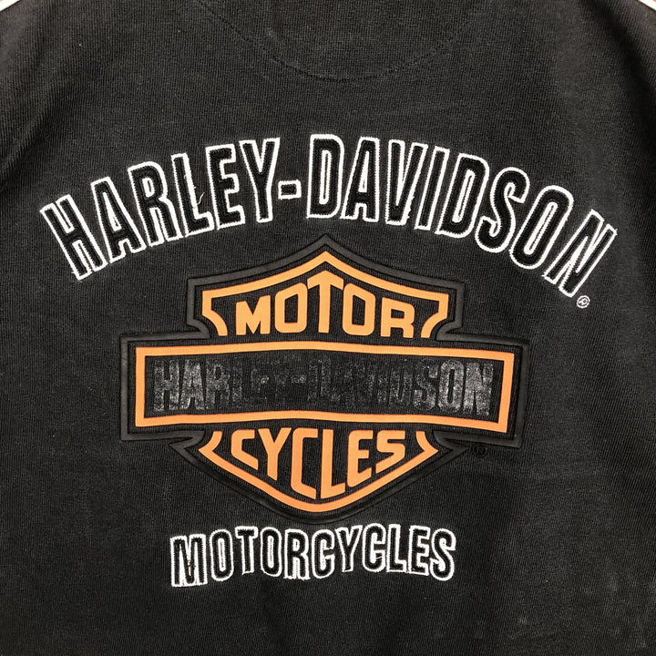 Harley-Davidson American flag pattern motorcycle V-neck long-sleeved T-shirt (Men's size L equivalent) cotton black type Vintage Second Hand