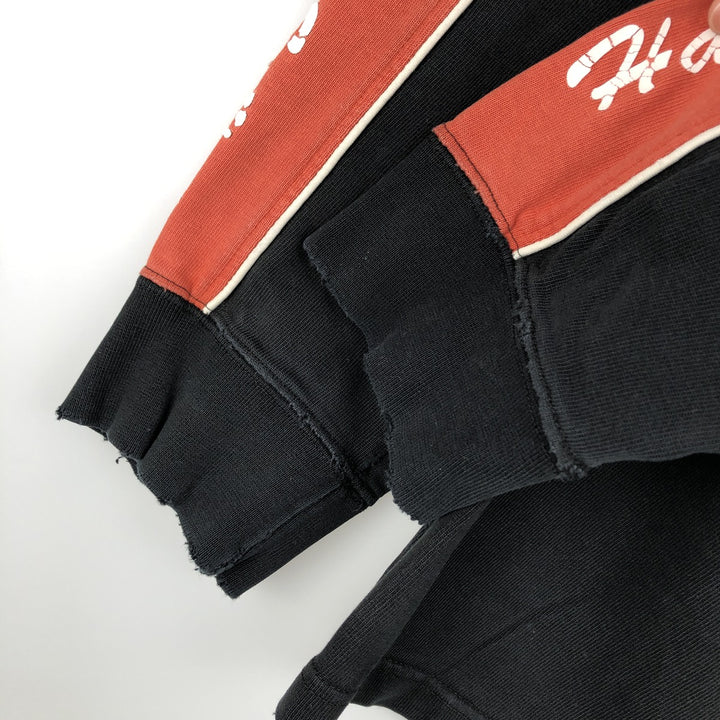 Harley-Davidson American flag pattern motorcycle V-neck long-sleeved T-shirt (Men's size L equivalent) cotton black type Vintage Second Hand