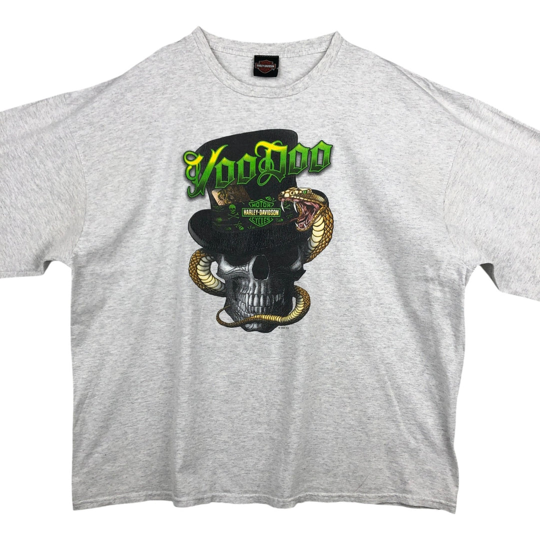 Harley-Davidson Skull Pattern Snake Pattern Python Pattern Motorcycle Long-Sleeve T-Shirt (Men's XL equivalent) unclear gray type Vintage Second Hand