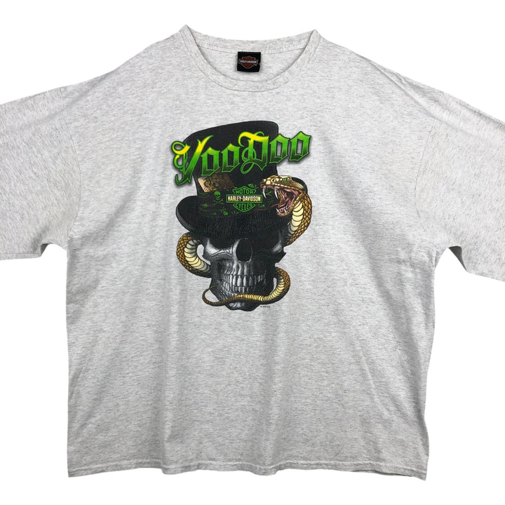 Harley-Davidson Skull Pattern Snake Pattern Python Pattern Motorcycle Long-Sleeve T-Shirt (Men's XL equivalent) unclear gray type Vintage Second Hand