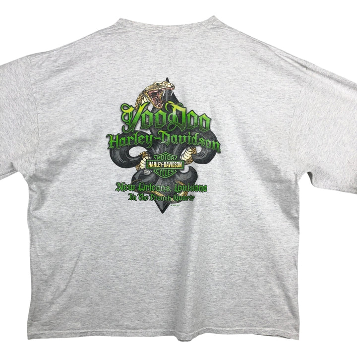 Harley-Davidson Skull Pattern Snake Pattern Python Pattern Motorcycle Long-Sleeve T-Shirt (Men's XL equivalent) unclear gray type Vintage Second Hand