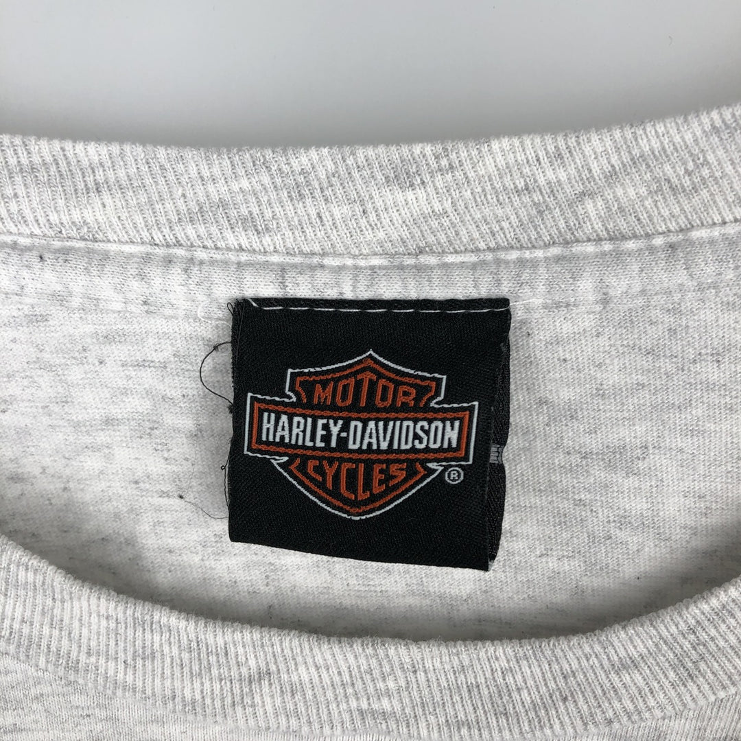 Harley-Davidson Skull Pattern Snake Pattern Python Pattern Motorcycle Long-Sleeve T-Shirt (Men's XL equivalent) unclear gray type Vintage Second Hand