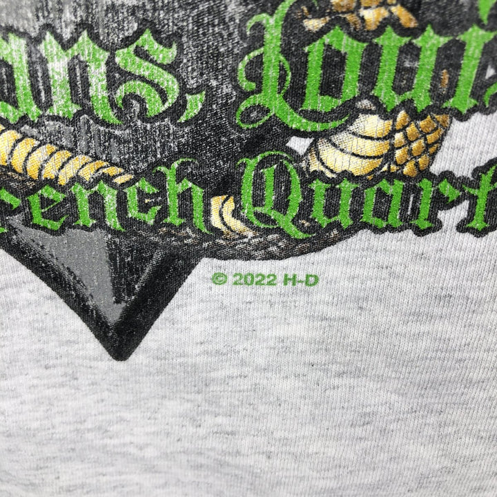Harley-Davidson Skull Pattern Snake Pattern Python Pattern Motorcycle Long-Sleeve T-Shirt (Men's XL equivalent) unclear gray type Vintage Second Hand