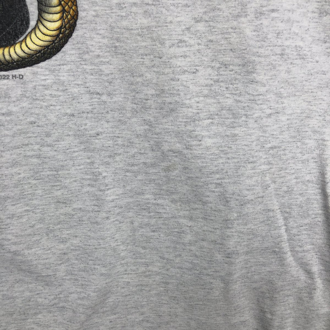 Harley-Davidson Skull Pattern Snake Pattern Python Pattern Motorcycle Long-Sleeve T-Shirt (Men's XL equivalent) unclear gray type Vintage Second Hand